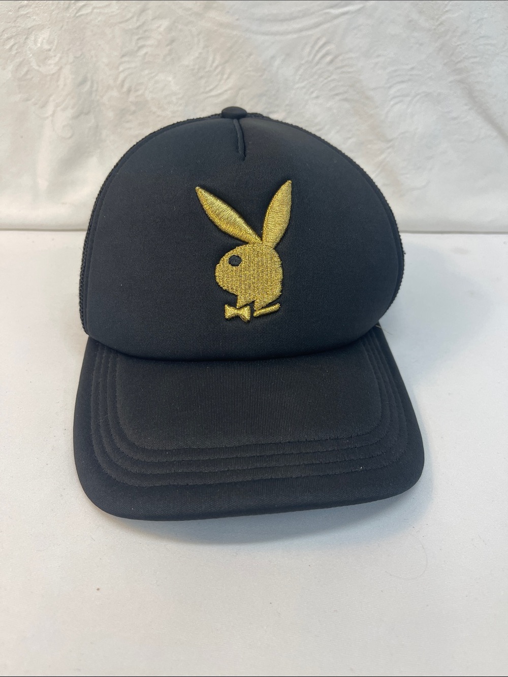PLAYBOY Black Cap with Gold Bunny Emblem